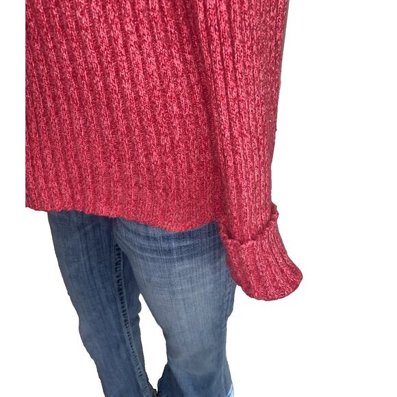 Eddie Bauer Vintage Women Large Pink Salmon Cable Knit Sweater Fisherman - Picture 2 of 6